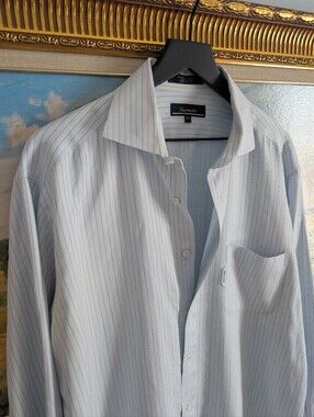 Faconnable Light Blue Pinstripe Dress Shirt Large